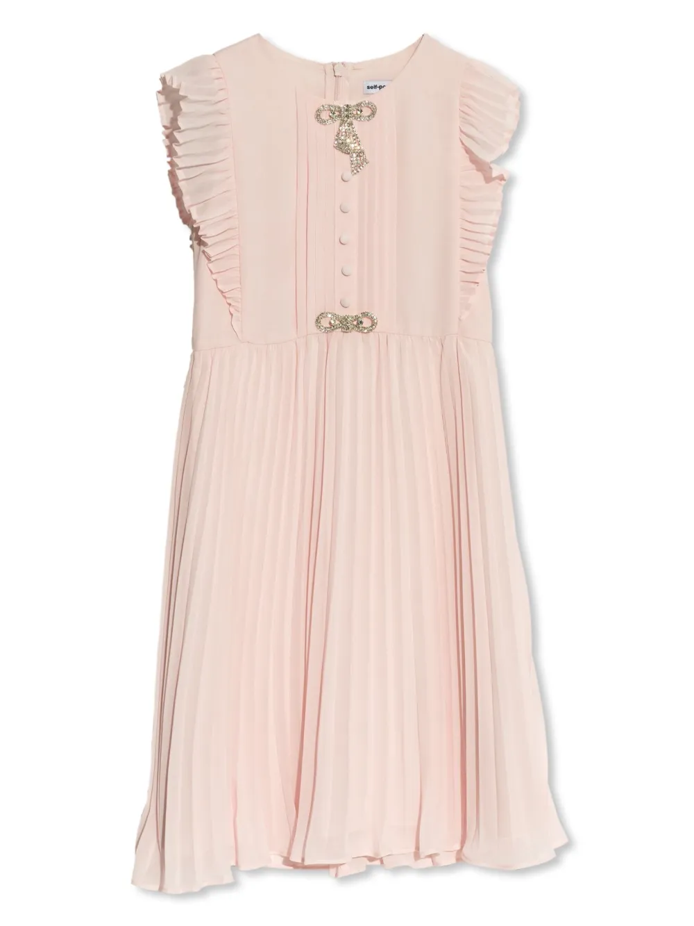 Self-Portrait Kids Geplooide chiffon jurk Roze