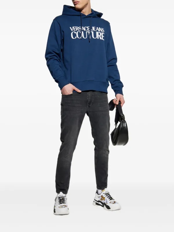 Versace Jeans Couture logo-print Hoodie | Blue | FARFETCH