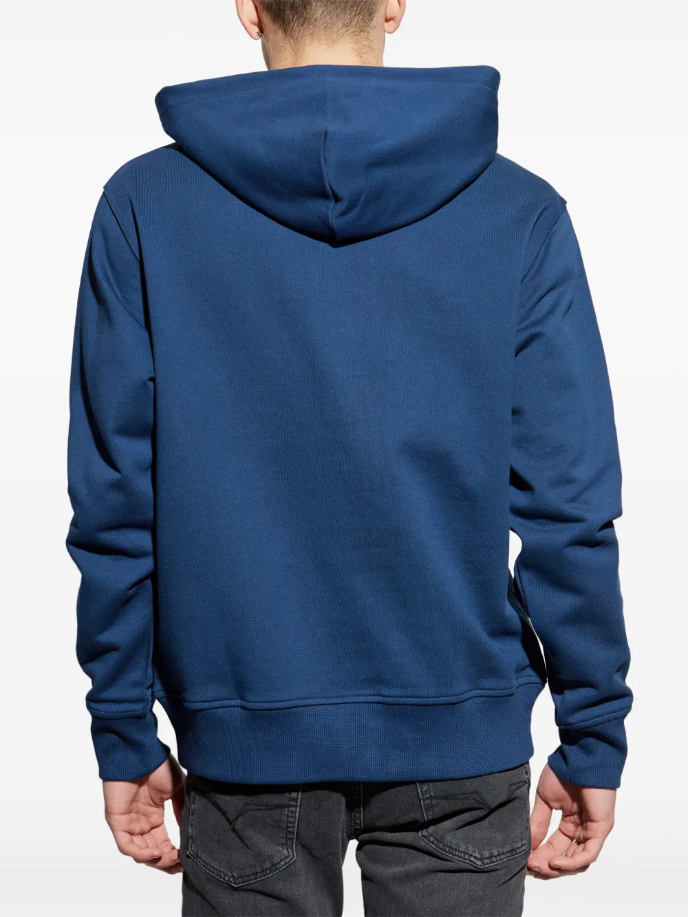 Shop Versace Jeans Couture Logo-print Hoodie In Blue