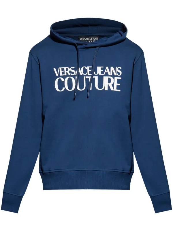 Versace Jeans Couture logo-print Hoodie Blue FARFETCH EG