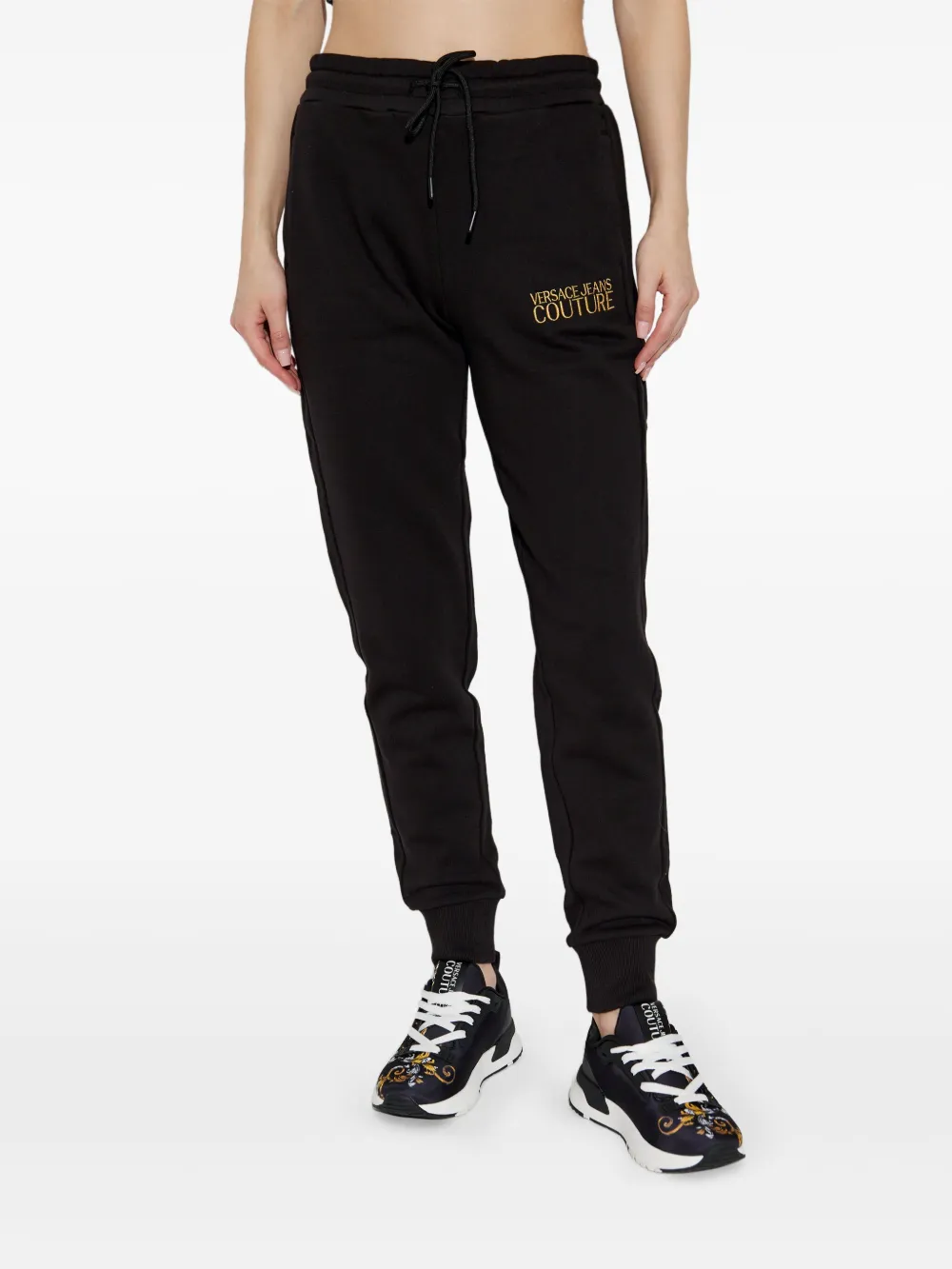 Shop Versace Jeans Couture Cotton Track Pants In Black