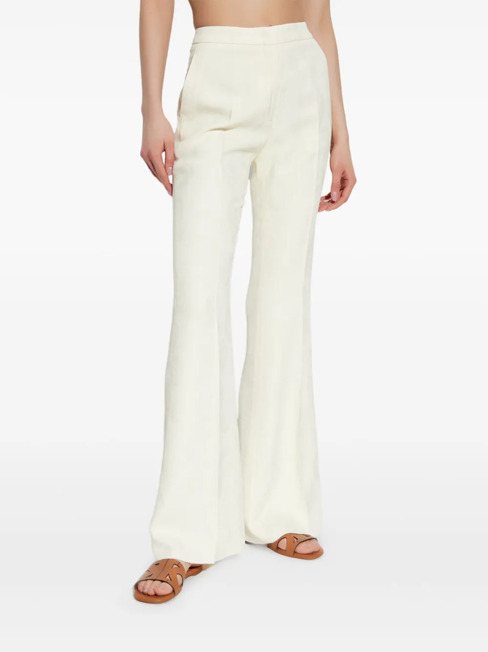 Shop Etro Flared Trousers In Weiss