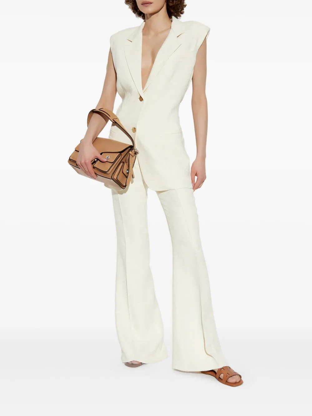 Shop Etro Flared Trousers In Weiss