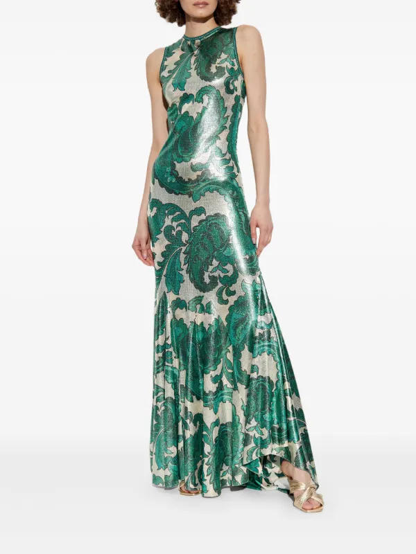 ETRO shimmering-finish Maxi Dress | Green | FARFETCH ETRO shimmering-finish Maxi Dress | Green | FARFETCH