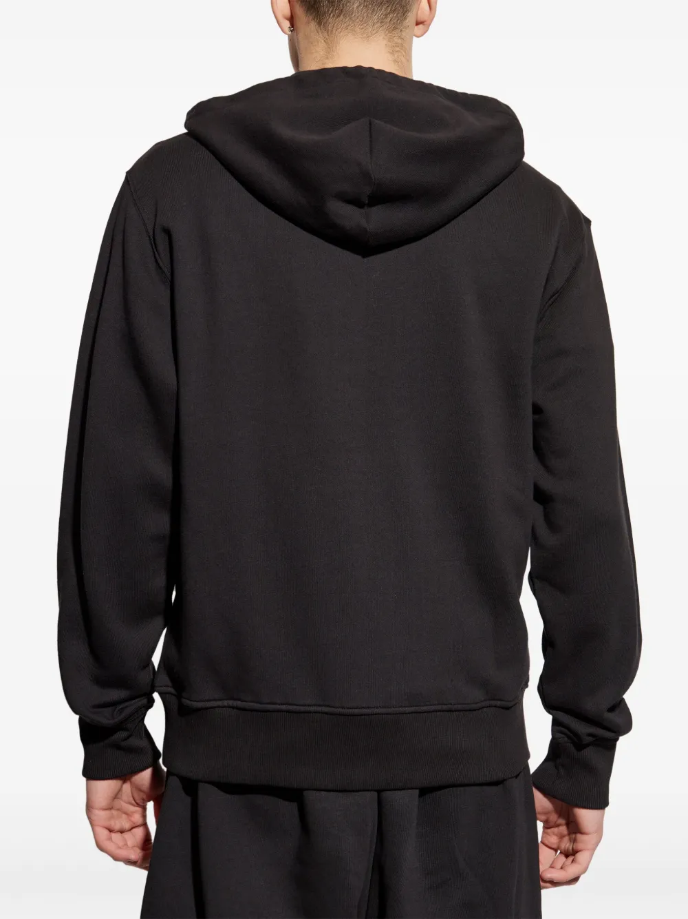Shop Versace Jeans Couture Cotton Zip-up Hoodie In Black