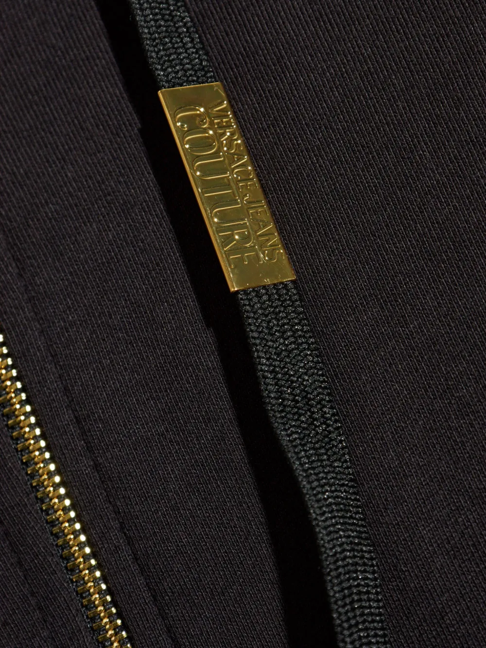 Shop Versace Jeans Couture Cotton Zip-up Hoodie In Black