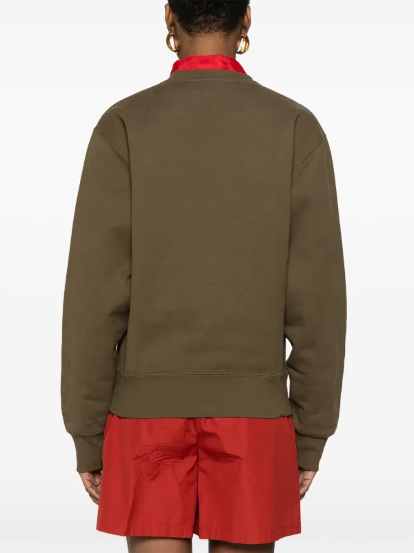 Saint Laurent Cassandre-embroidered Sweatshirt | Green | FARFETCH