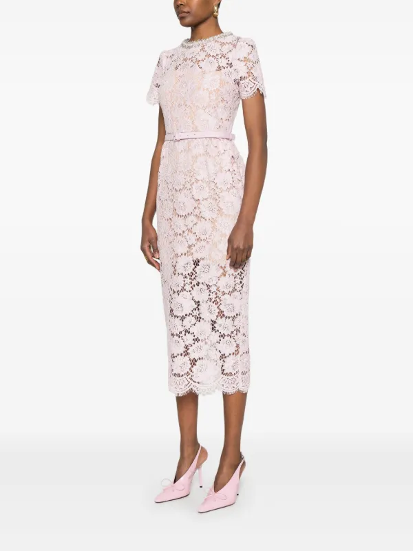 self-portrait belted lace midi-dress Black Guipure Lace Button Midi Dress – self-portrait-US main image 0