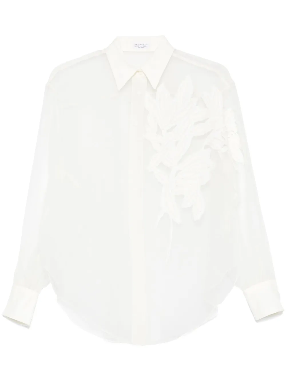 Brunello Cucinelli camisa con aplique floral | blanco | Image 1