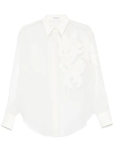 Brunello Cucinelli floral-appliqué shirt 