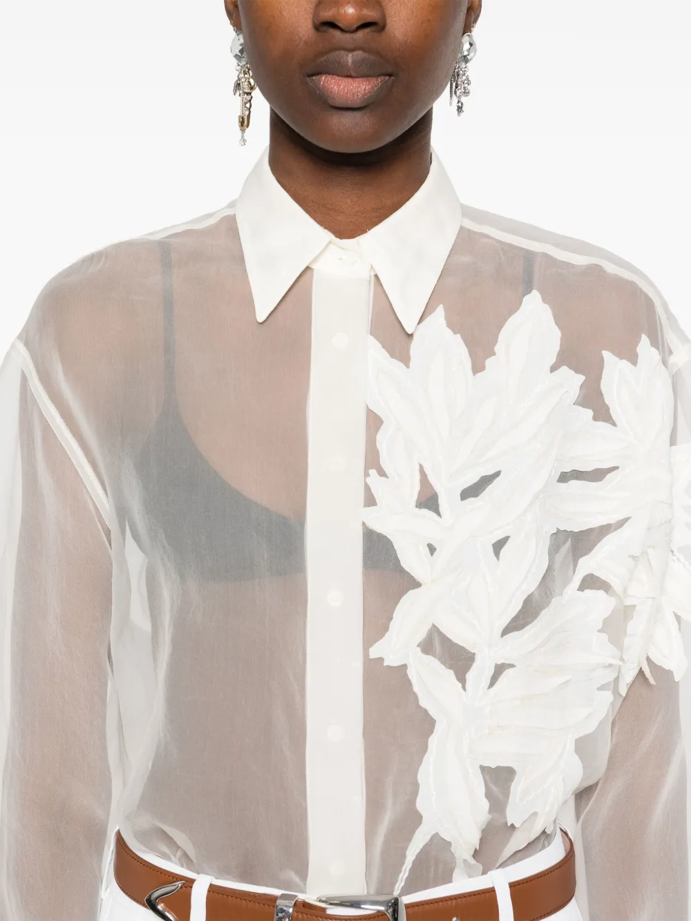 Brunello Cucinelli Blouse met bloemenapplicatie Wit