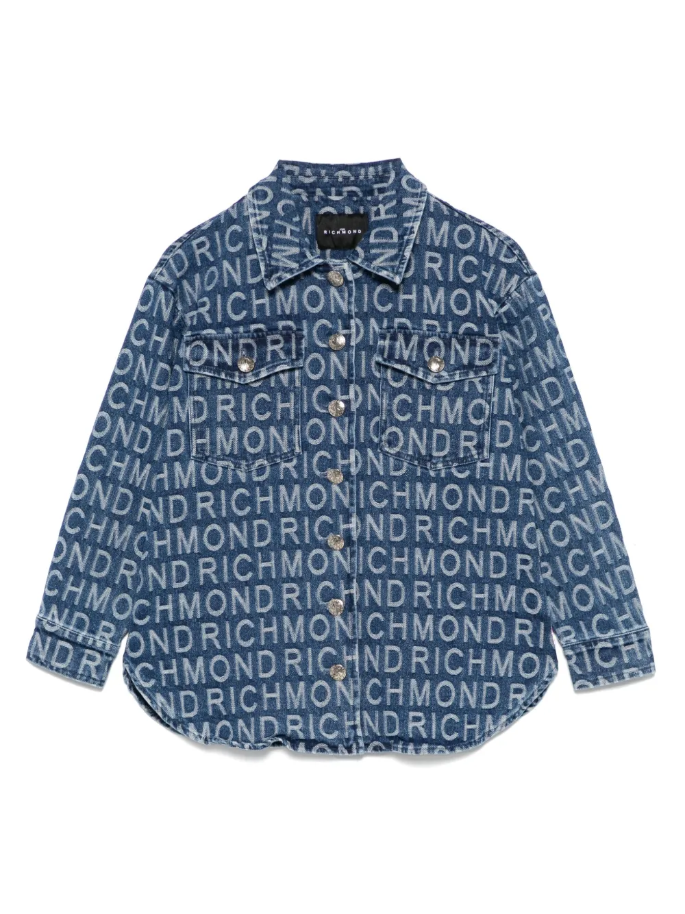 John Richmond Junior Shirtjack met logo-jacquard Blauw