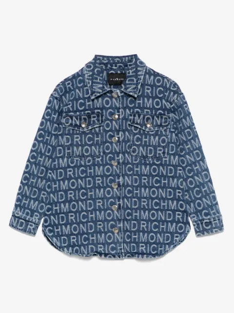 John Richmond Junior sobrecamisa capitonada con logo en jacquard