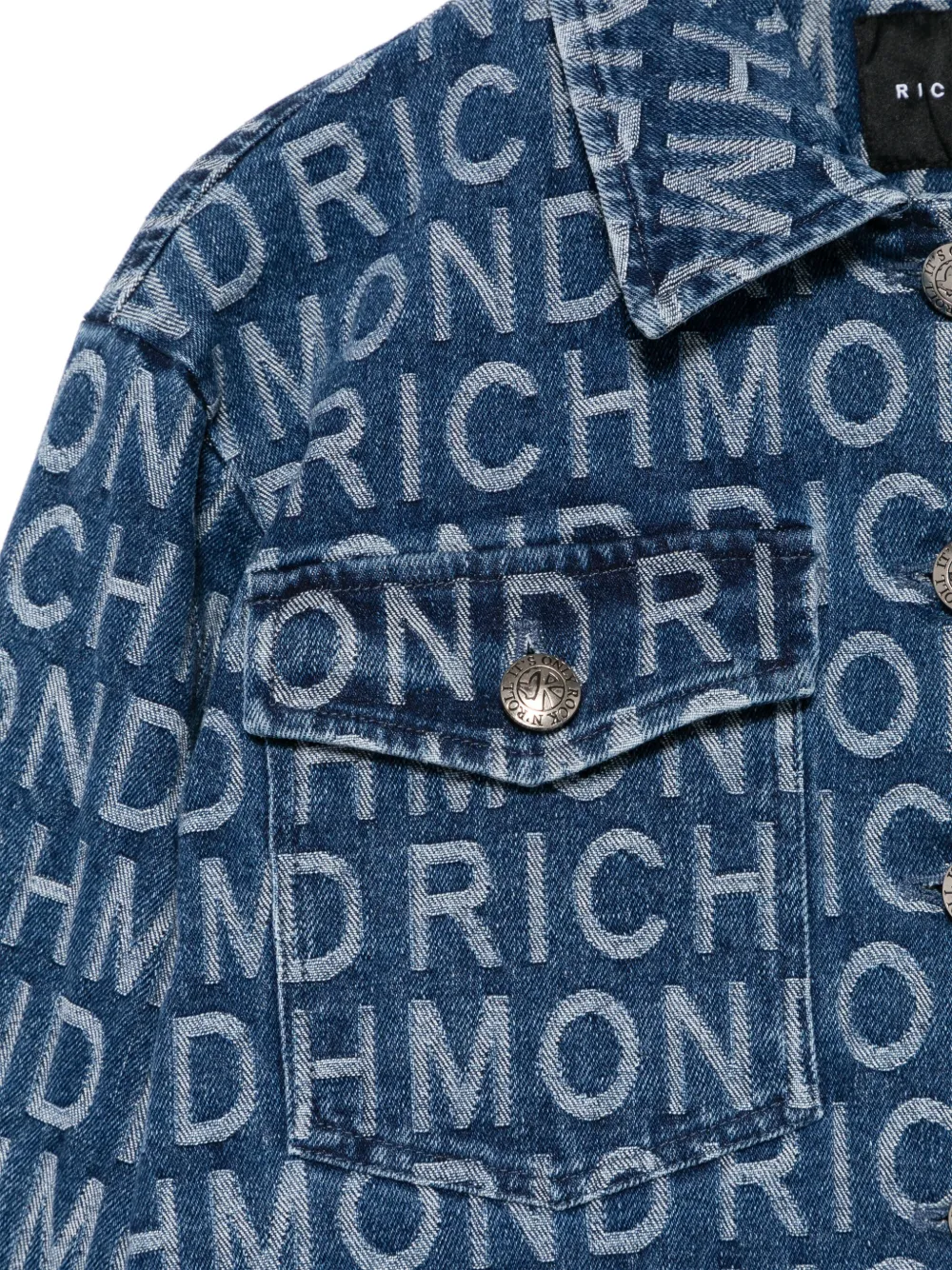 John Richmond Junior Shirtjack met logo-jacquard Blauw