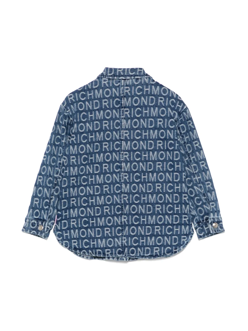 John Richmond Junior Shirtjack met logo-jacquard Blauw