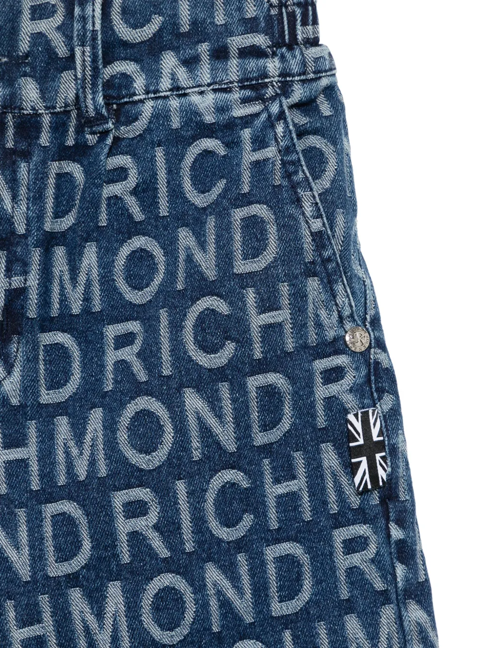 John Richmond Junior Shorts met logo jacquard Blauw