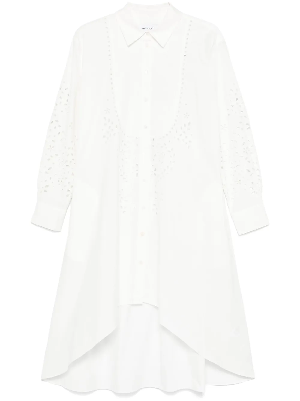 SELF-PORTRAIT COTTON EMBROIDERED SHIRT DRESS 