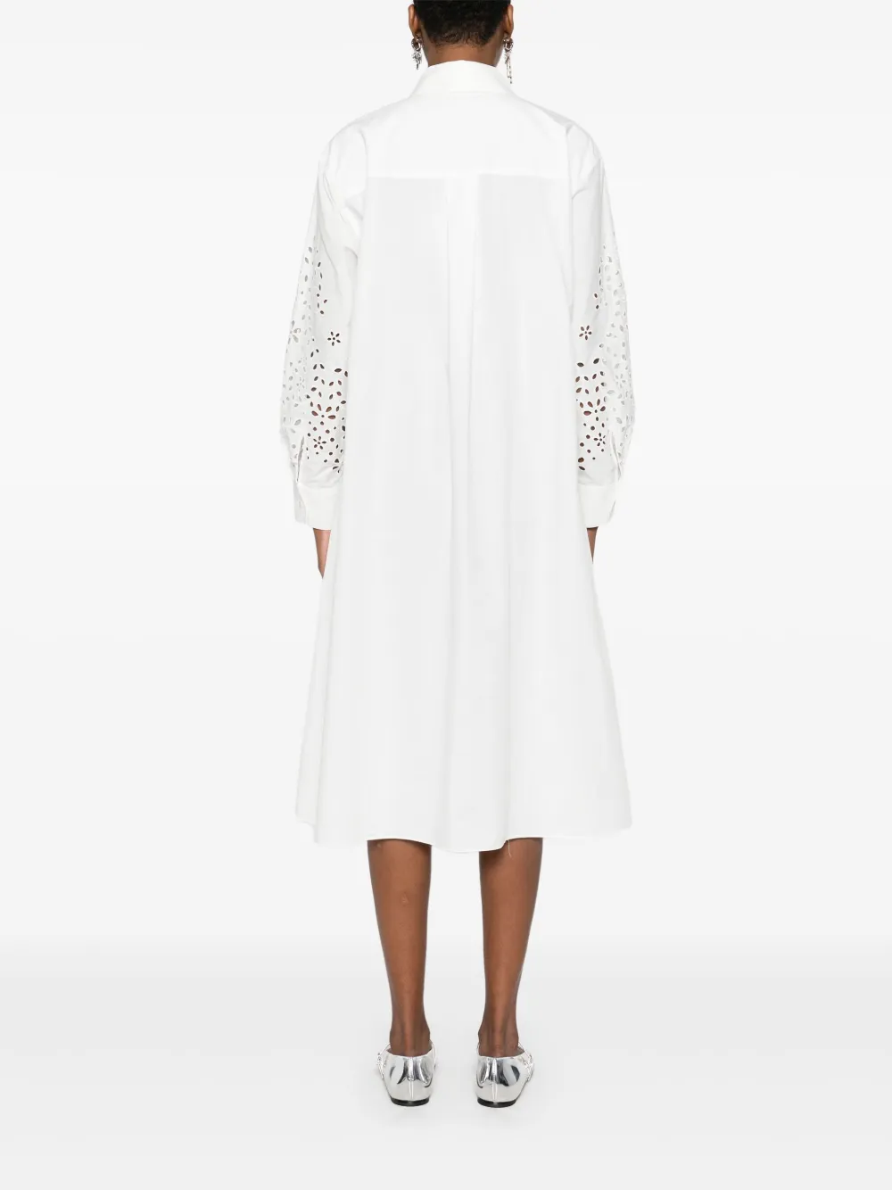 SELF-PORTRAIT COTTON EMBROIDERED SHIRT DRESS 