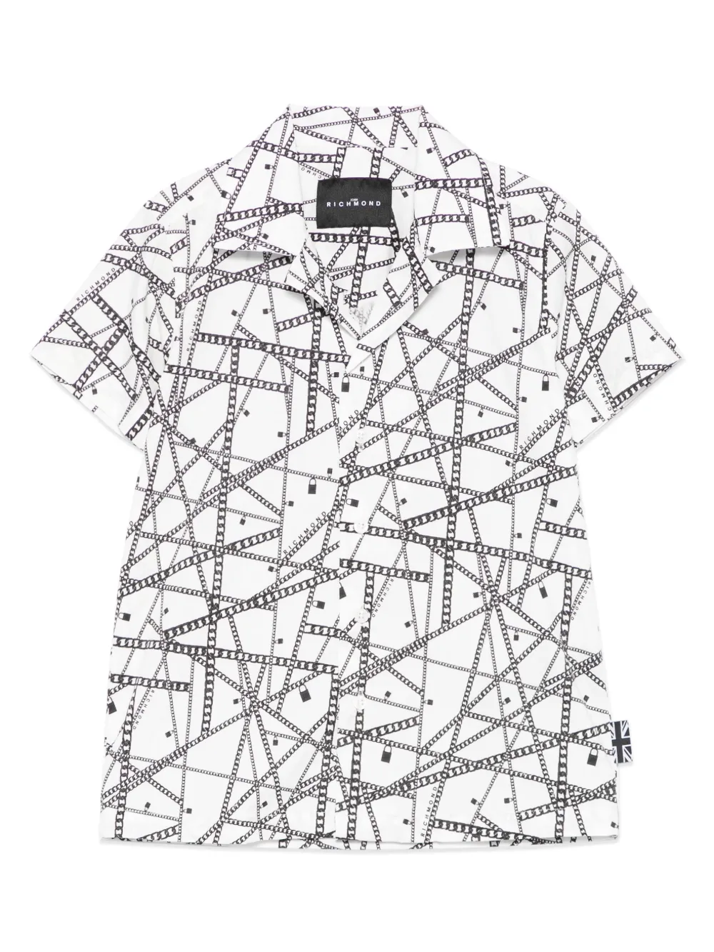 John Richmond Junior Shirt met schakelkettingprint Wit