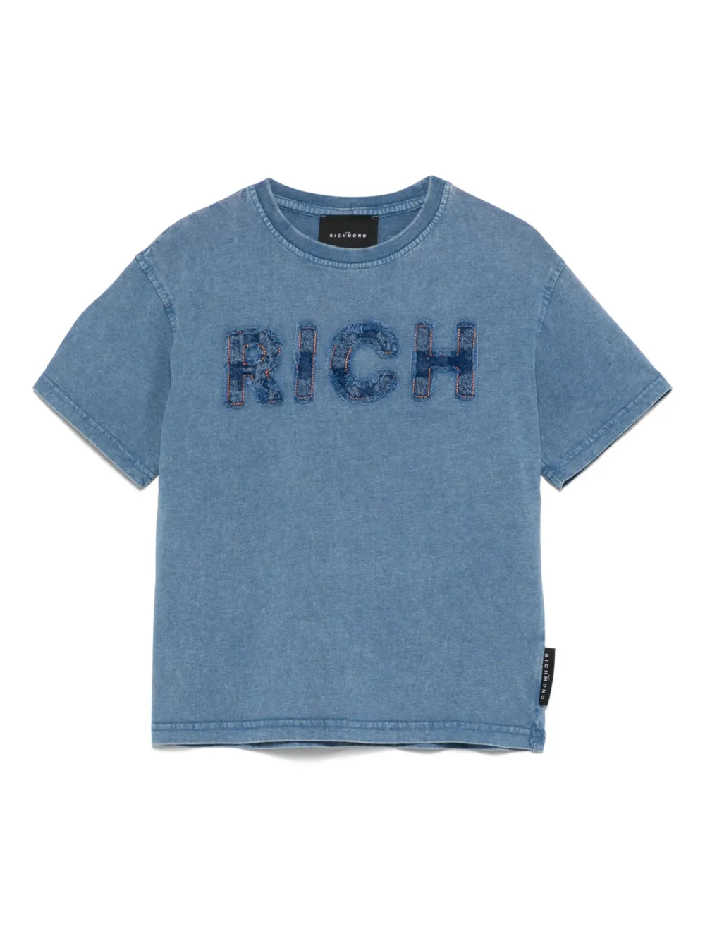 John Richmond Junior T-shirt met logopatch Blauw