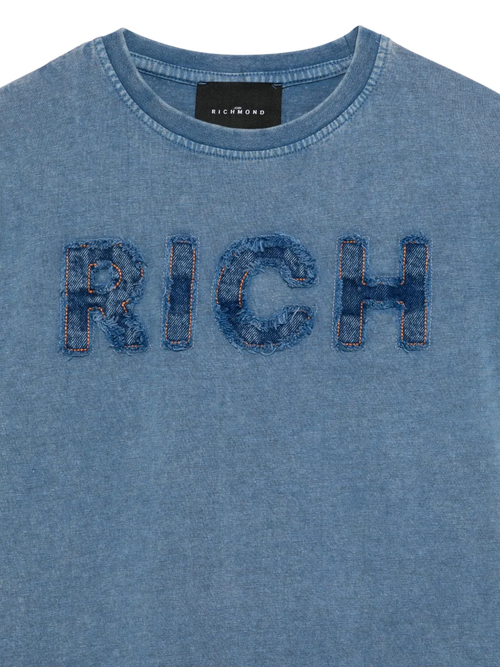 John Richmond Junior T-shirt met logopatch Blauw