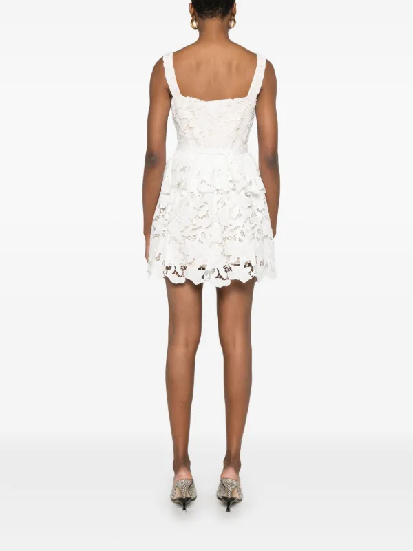 【SELF PORTRAIT】Lace Tiered Mini Dress ティアードミニドレス Self-Portrait Lace Tiered Mini Dress | White | FARFETCH