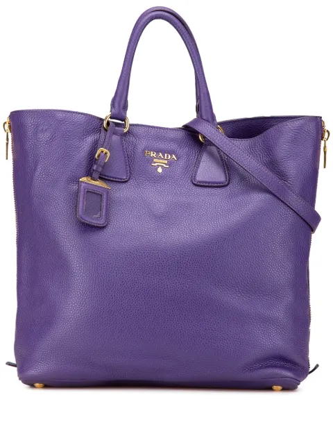 Prada Pre-Owned 2010-2024 Vitello Daino Side Zip Convertible Tote satchel