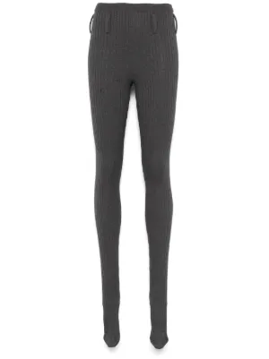 パンツ [PRADA] RIBBED KNIT LEGGINGS Buy Prada Pink Rib-knit Tights in Cotton For Women Online