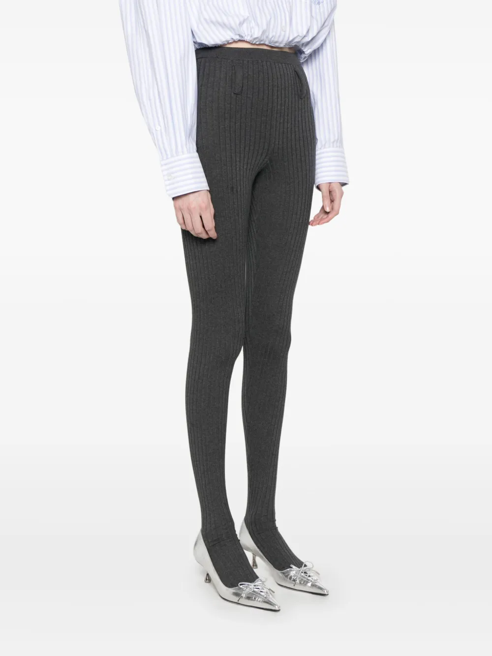 Prada Geribbelde legging Grijs