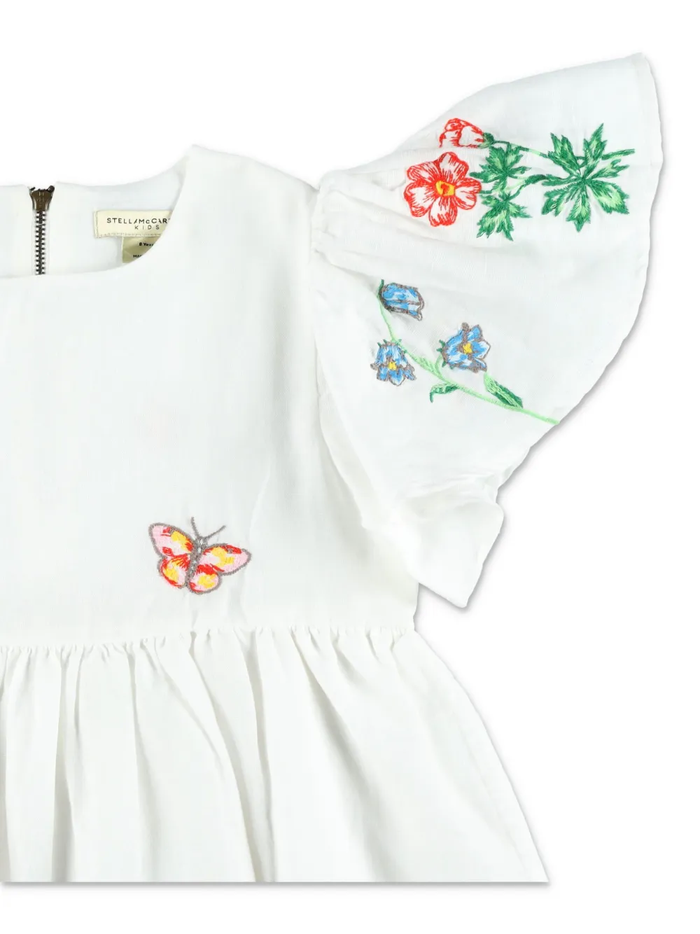 Stella McCartney Kids Jurk met fladdermouwen Wit