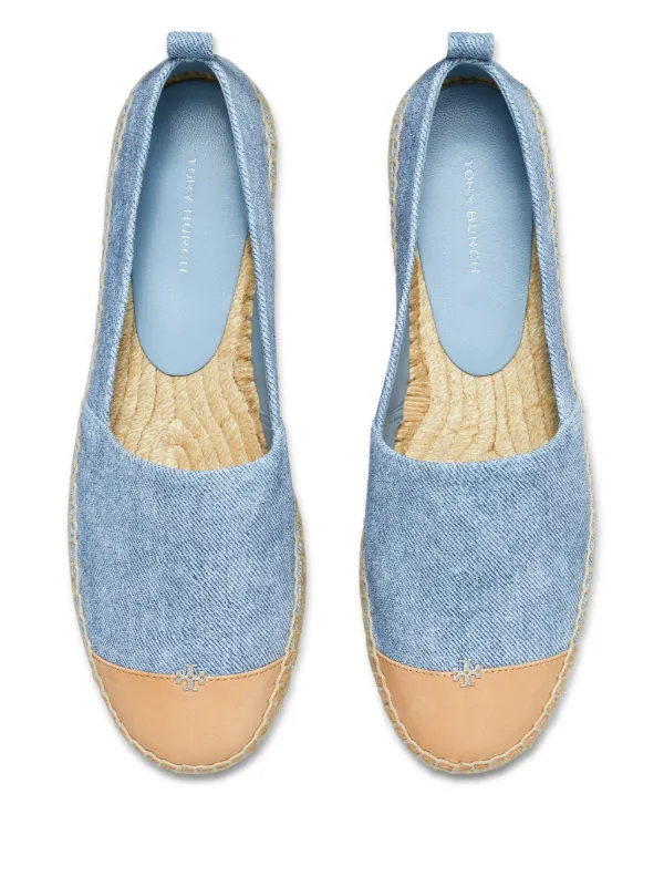 TORY BURCH ネイビー ホワイトドット エスパドリーユ24cm Tory Espadrilles Blue And White Tory Burch Navy Blue/White Striped