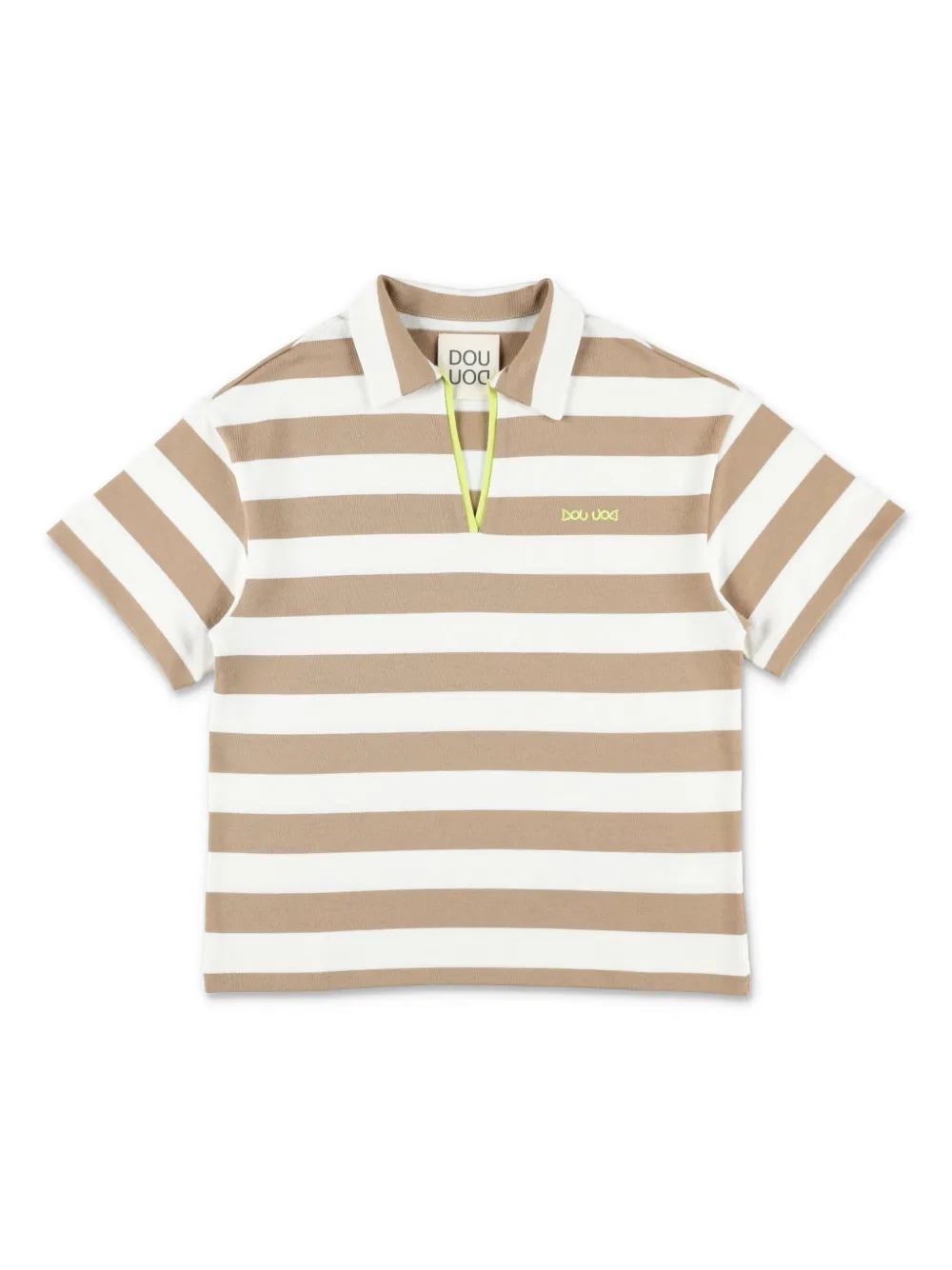 Douuod Kids Gestreept poloshirt Beige