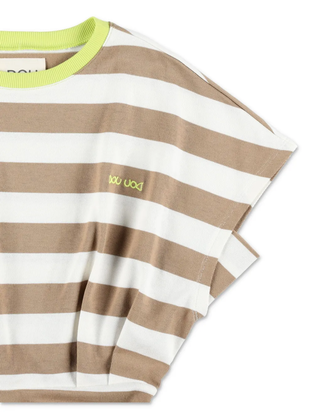 Douuod Kids Gestreepte T-shirtjurk Beige