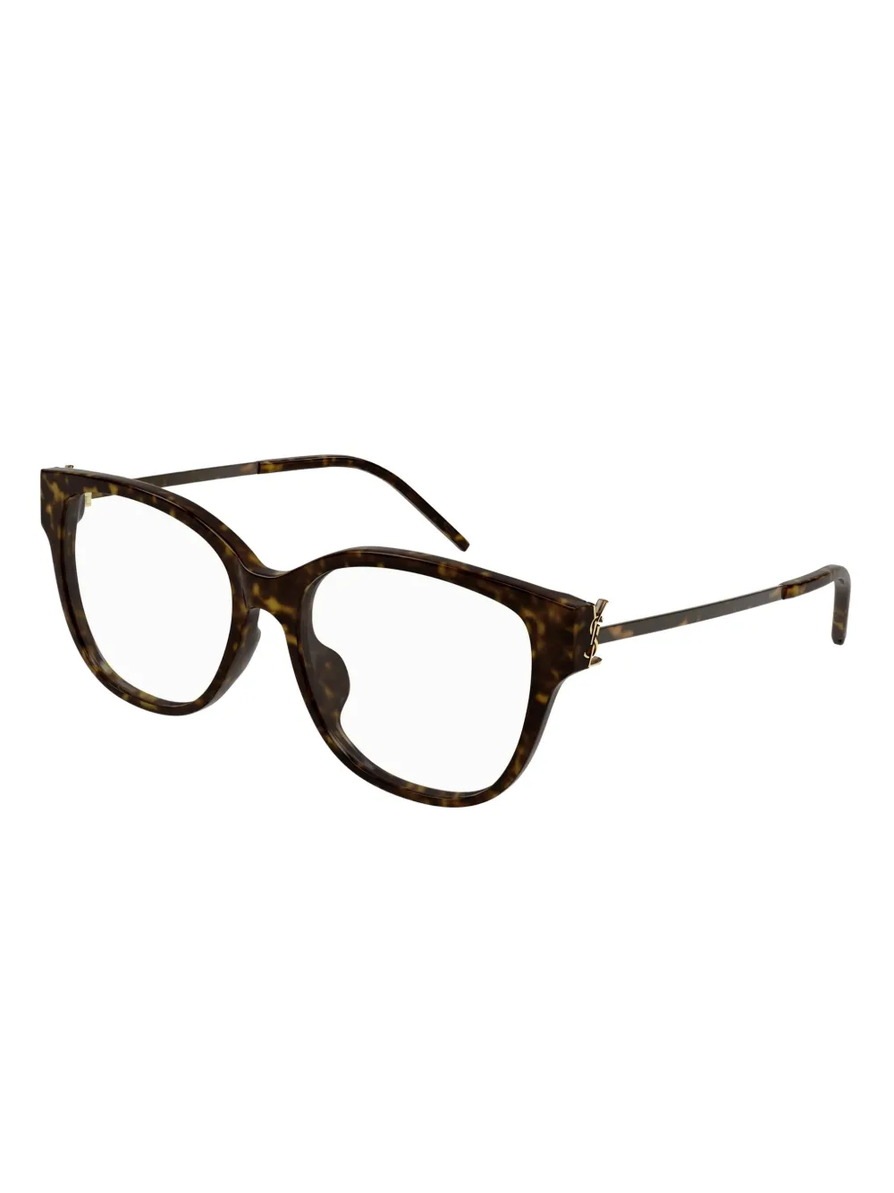 Saint Laurent Eyewear Bril met rechthoekig montuur en schildpadschild design Bruin
