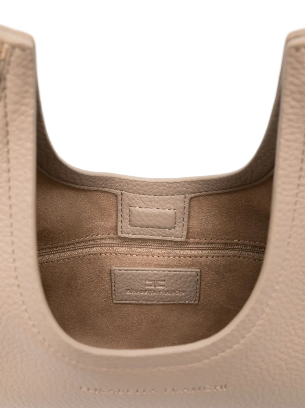 Shop Elisabetta Franchi Small Jewel-handle Tote Bag In Neutrals