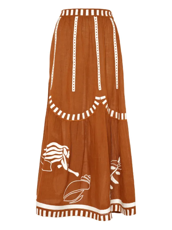 Eres Starfish Maxi Skirt in Brown