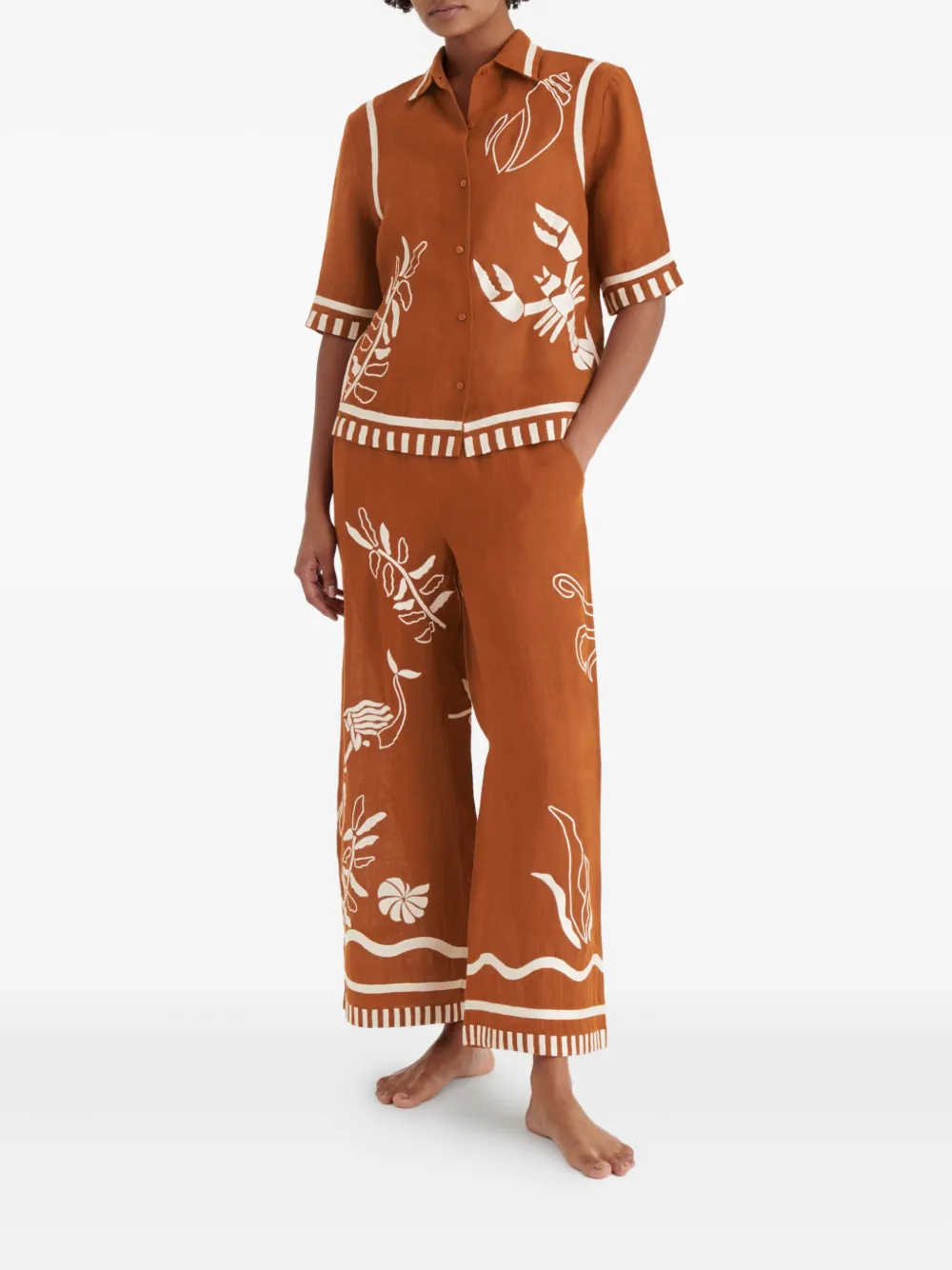 ERES Blouse met print en knopen Bruin