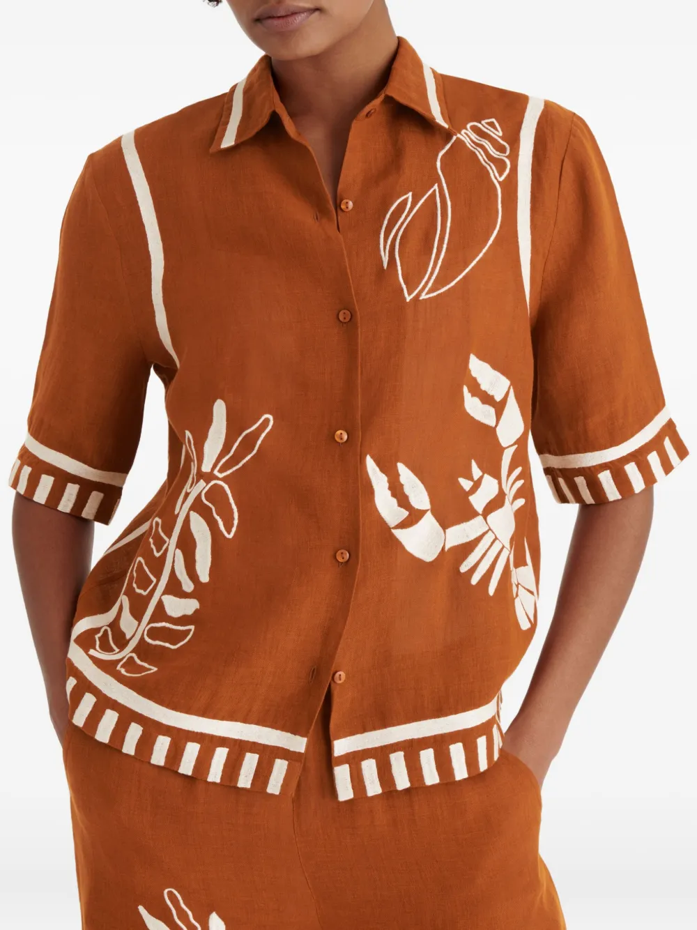 ERES Blouse met print en knopen Bruin