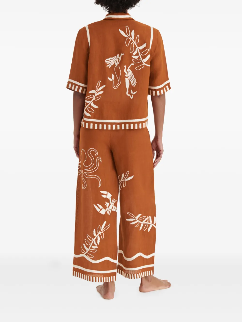 ERES Blouse met print en knopen Bruin