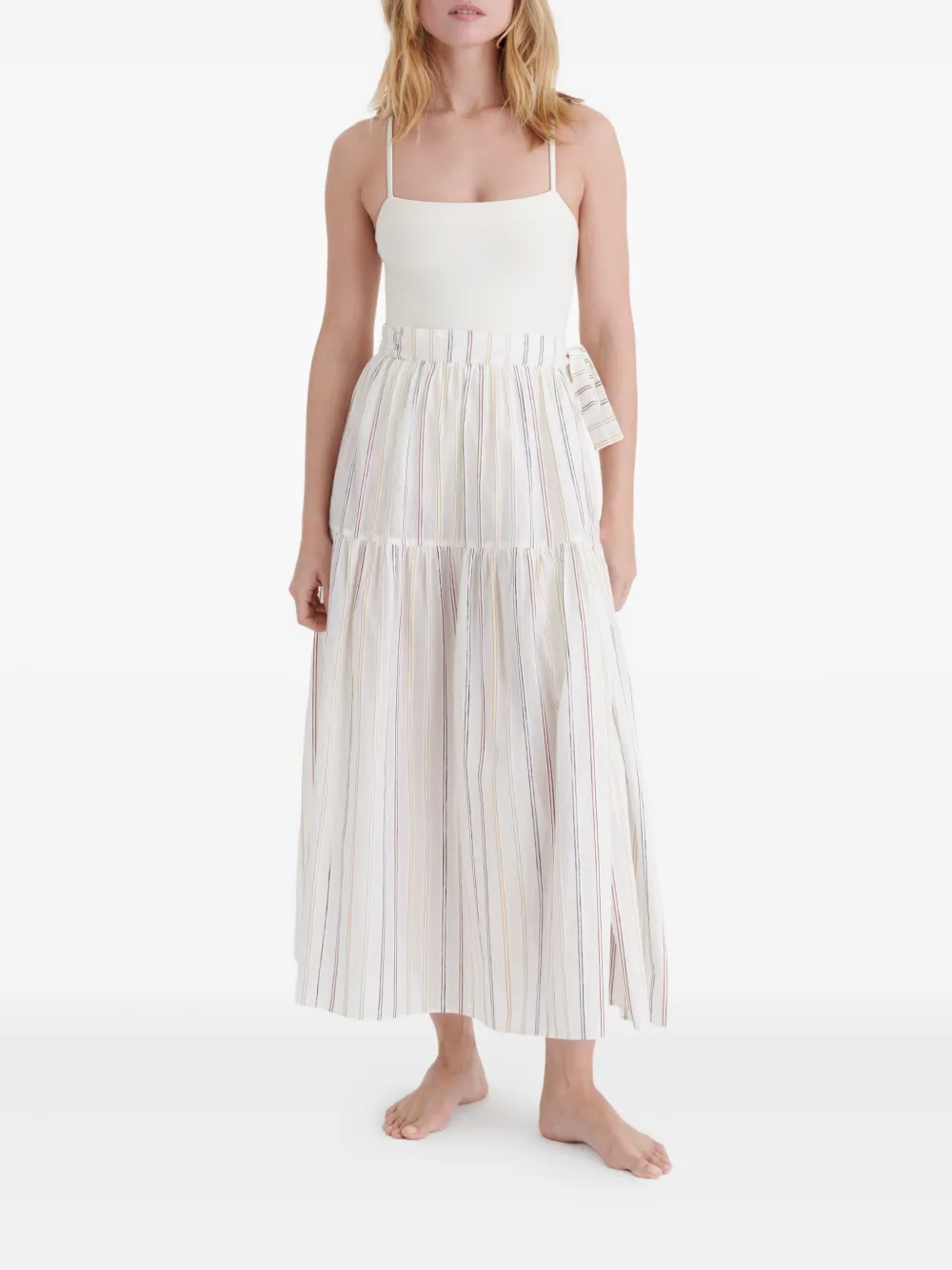 ERES Gestreepte gelaagde maxi-rok - Wit