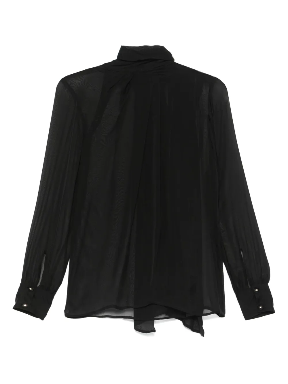 Elisabetta Franchi Voile blouse met gestrikte hals Zwart