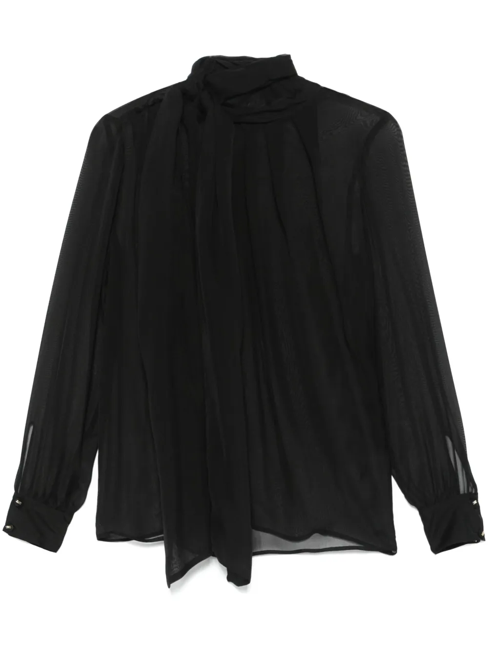 Elisabetta Franchi Voile blouse met gestrikte hals Zwart