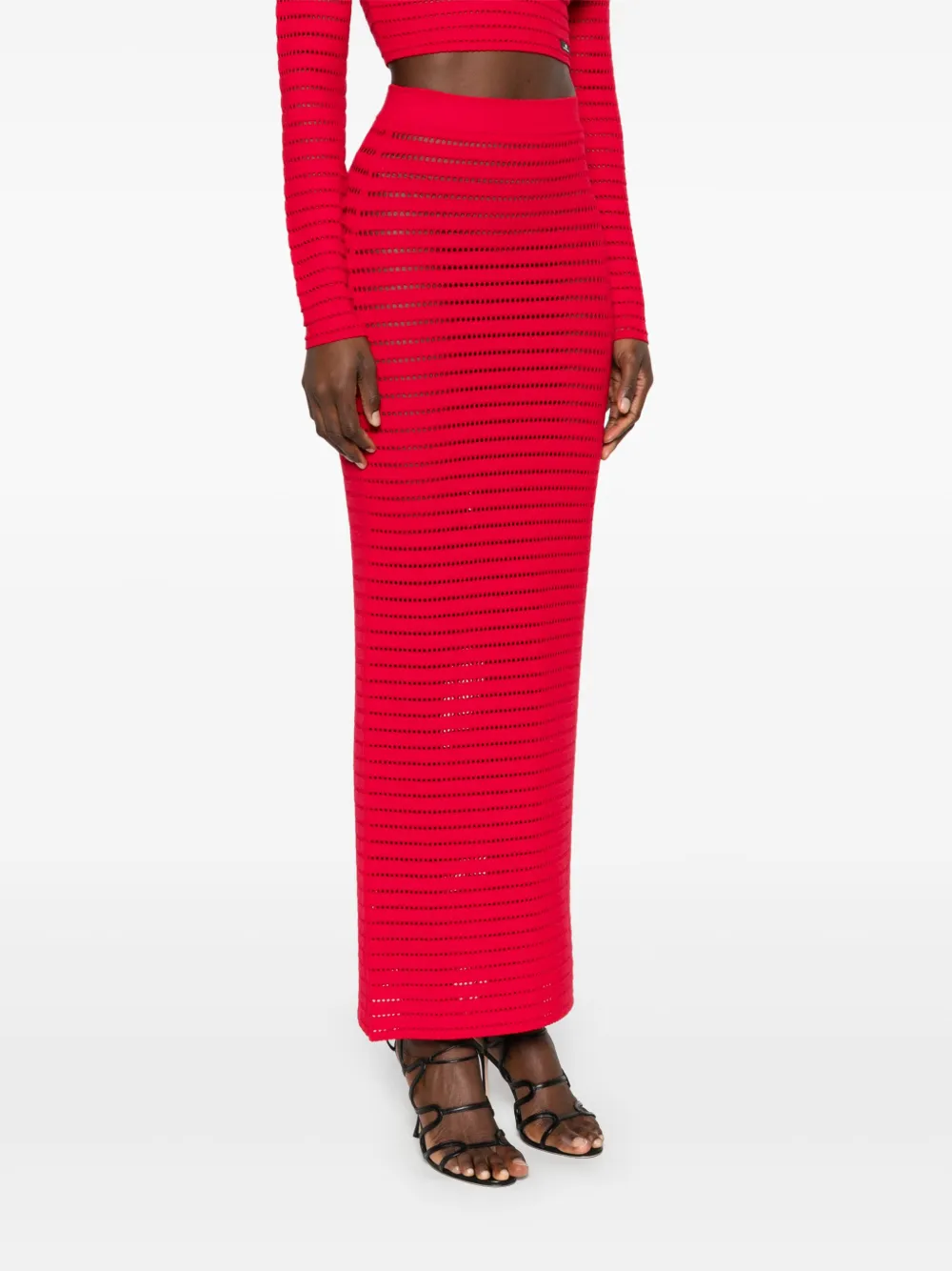 Elisabetta Franchi Opengebreide mini-rok Rood