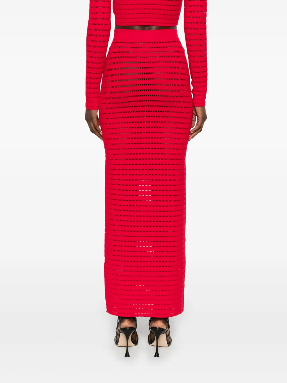 Elisabetta Franchi Opengebreide mini-rok Rood