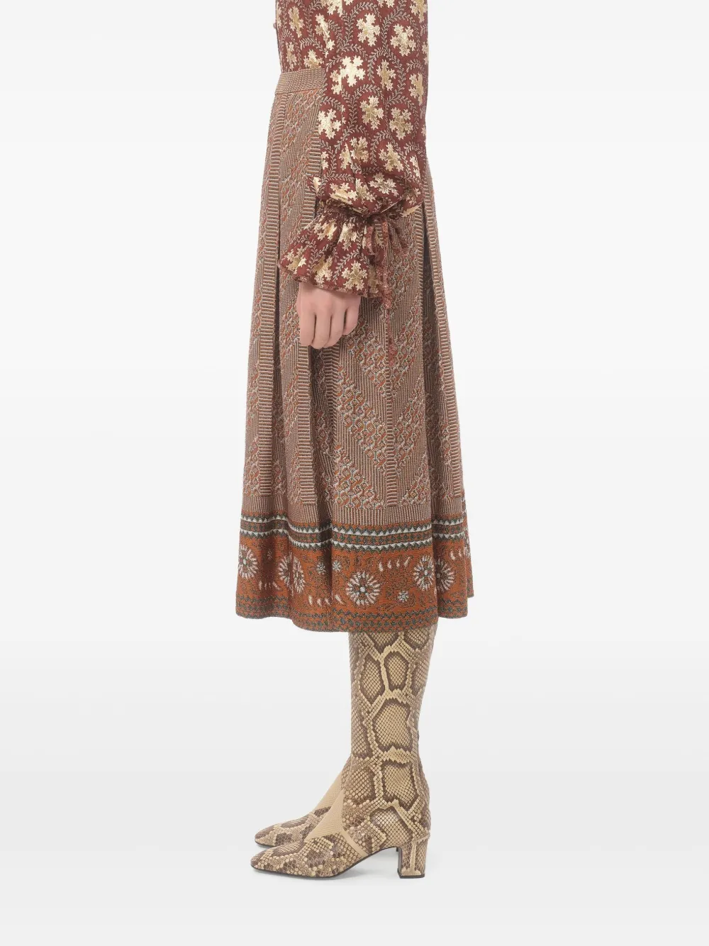 Valentino Garavani Gebreide rok met lurex jacquard Bruin