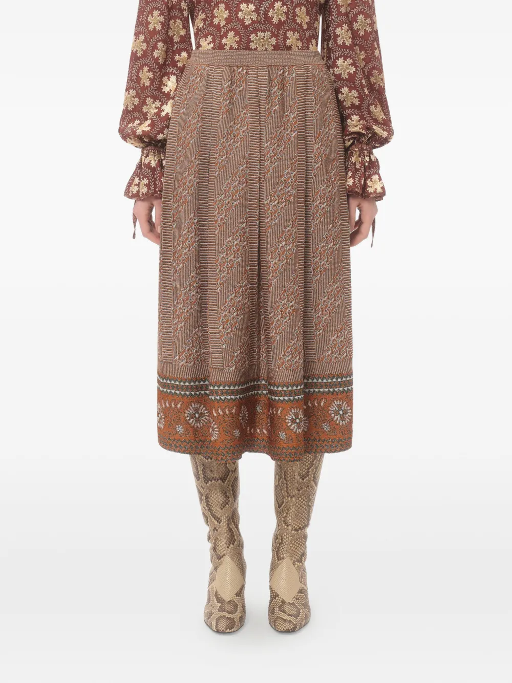 Valentino Garavani Gebreide rok met jacquard Bruin