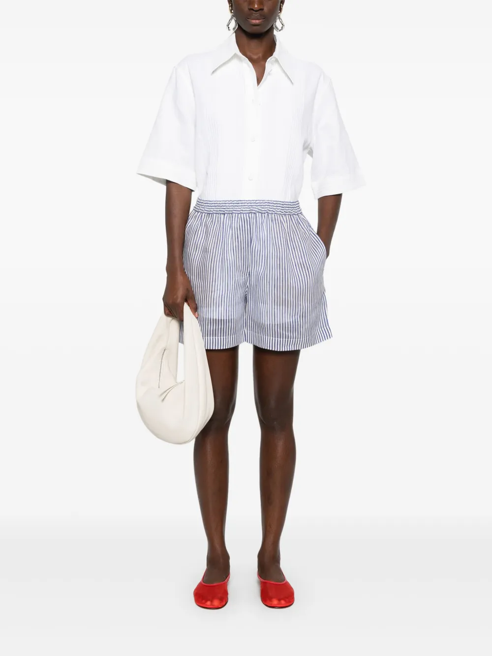 Shop Brunello Cucinelli Striped Shorts In White