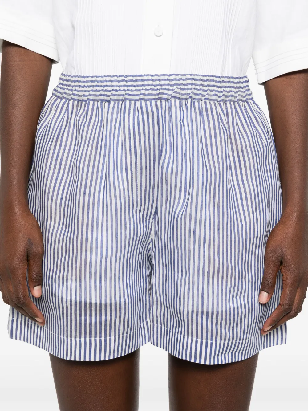 Shop Brunello Cucinelli Striped Shorts In White