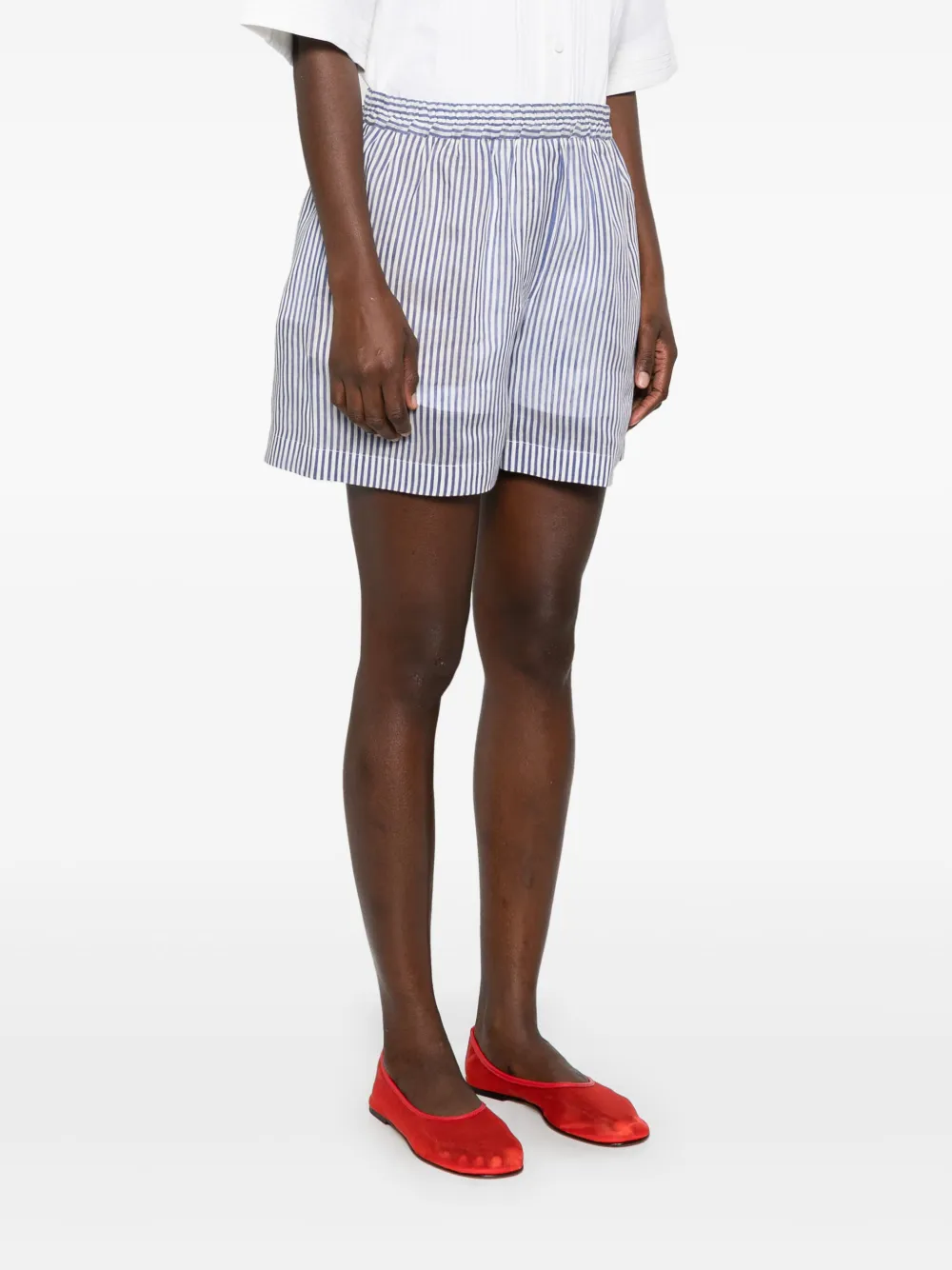 Shop Brunello Cucinelli Striped Shorts In White