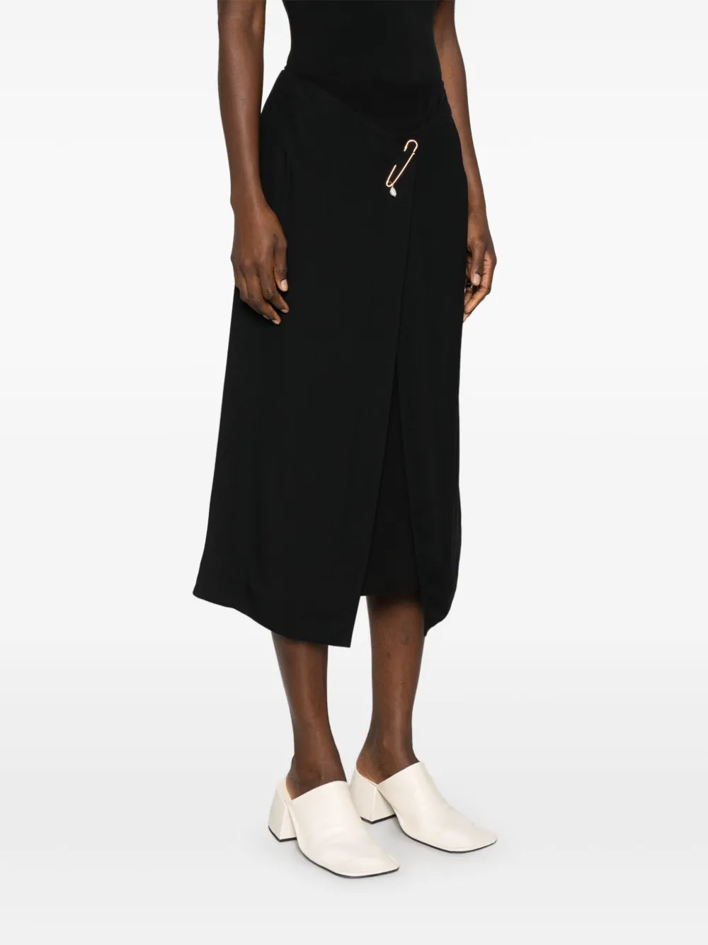 Shop Carven Safety Pin-detail Midi Skirt In Black